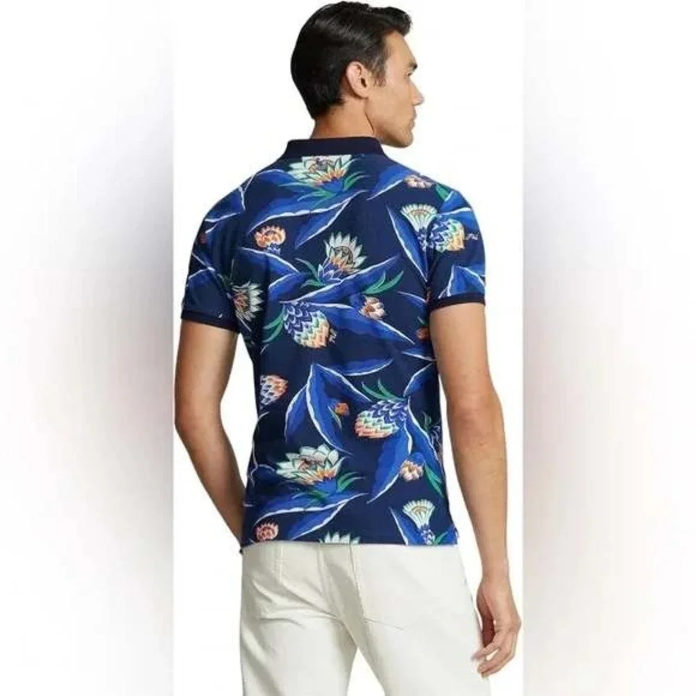 Polo Ralph Lauren Mens XL Tropical Floral Print Cotton Mesh Polo Shirt
